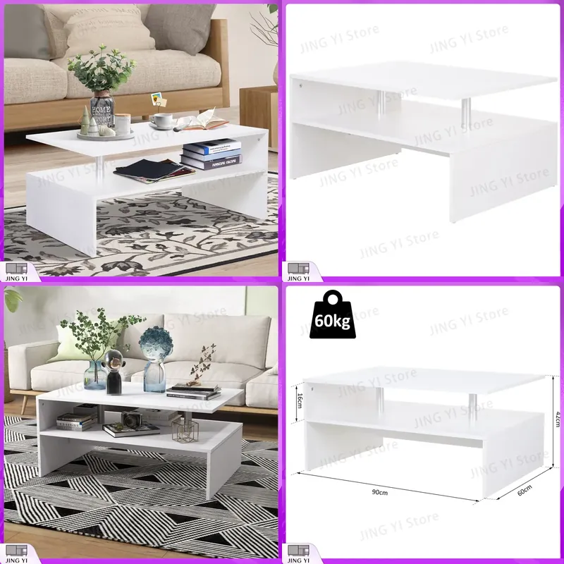 Office Furniture For Small Spaces - 2 Tier Coffee Table Modern Living