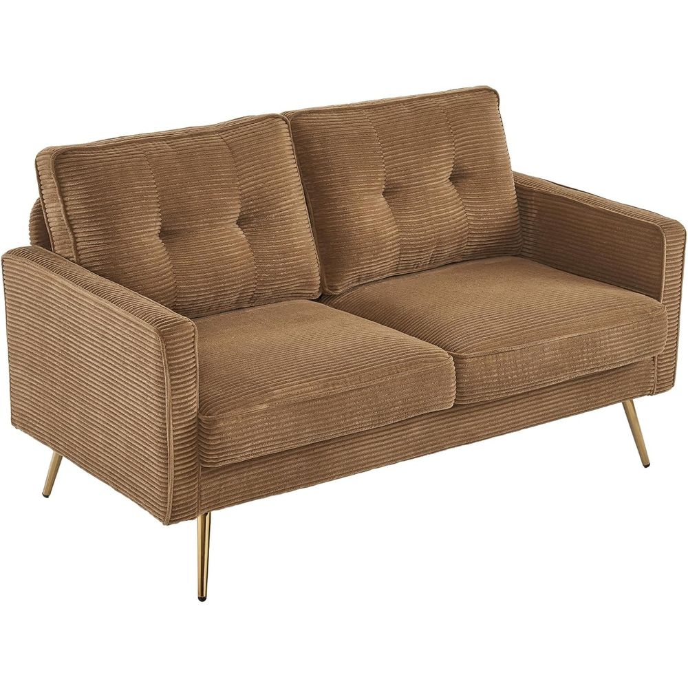 Office Furniture For Small Spaces - 56 Khaki Loveseat, Small Corduroy Sofa