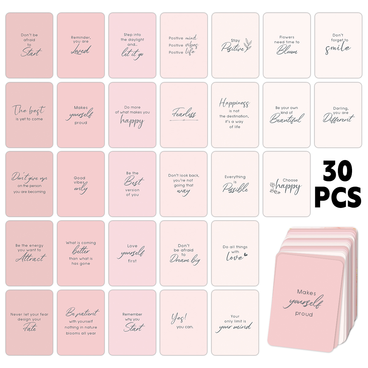 Office Supply Cart - 30Pcs Motivational Inspirational Quote Cards For
