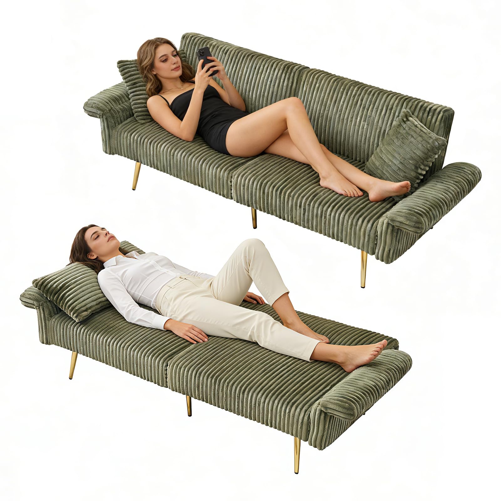 Office Furniture For Small Spaces - Corduroy Convertible Futon Sofa Bed With