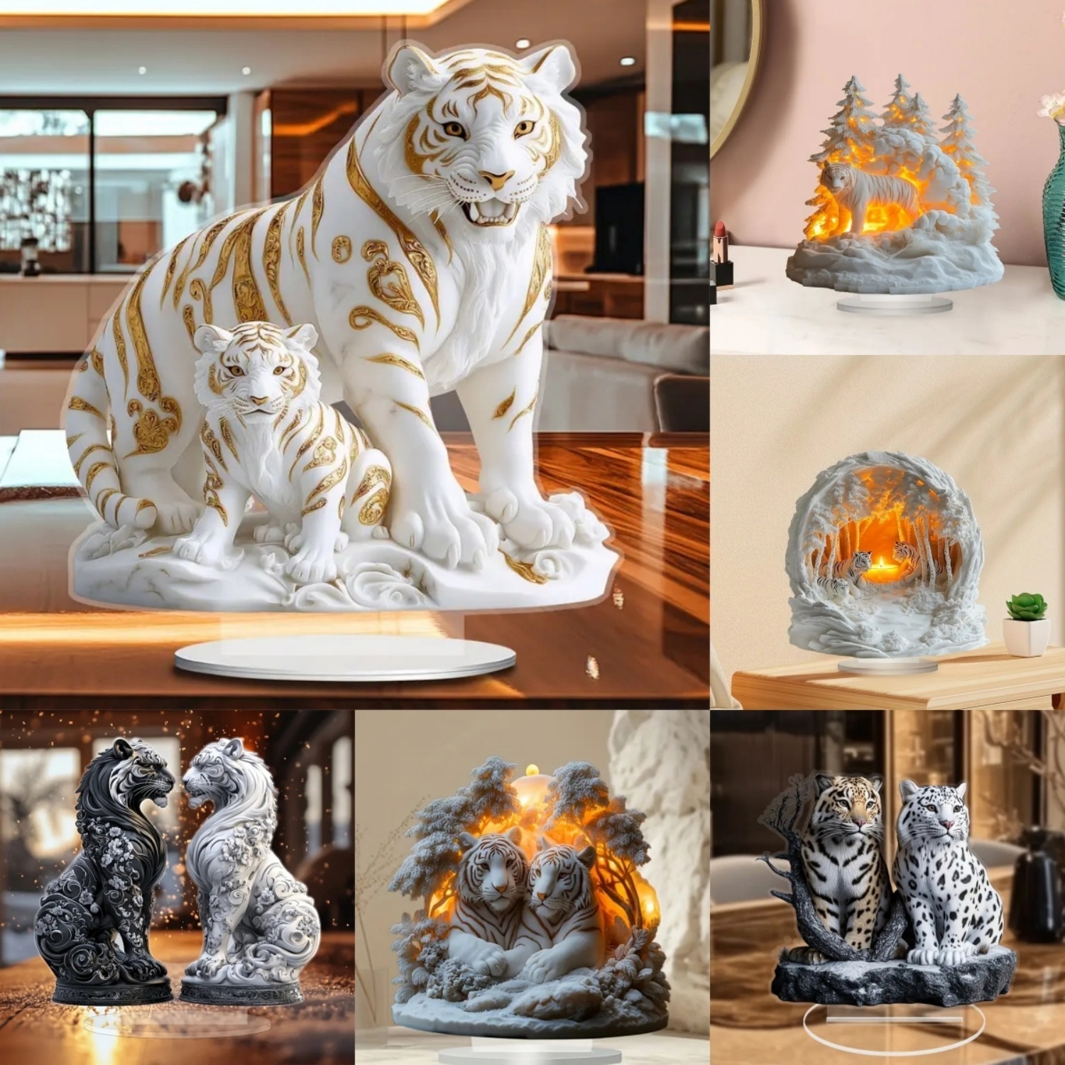 Two Tigers Statue,2D Flat Anim - Office Furniture Direct avaliação e preço
