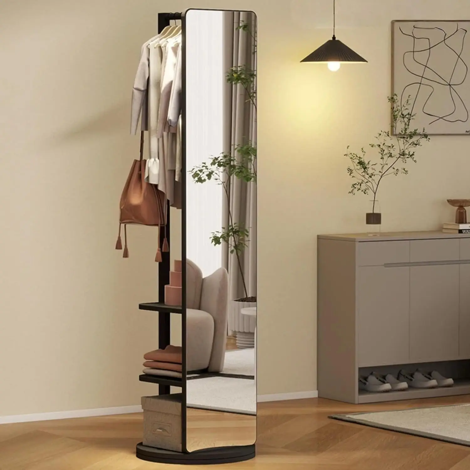 Solid Wood Full Length Mirror  - Coat Rack Standing avaliação e preço