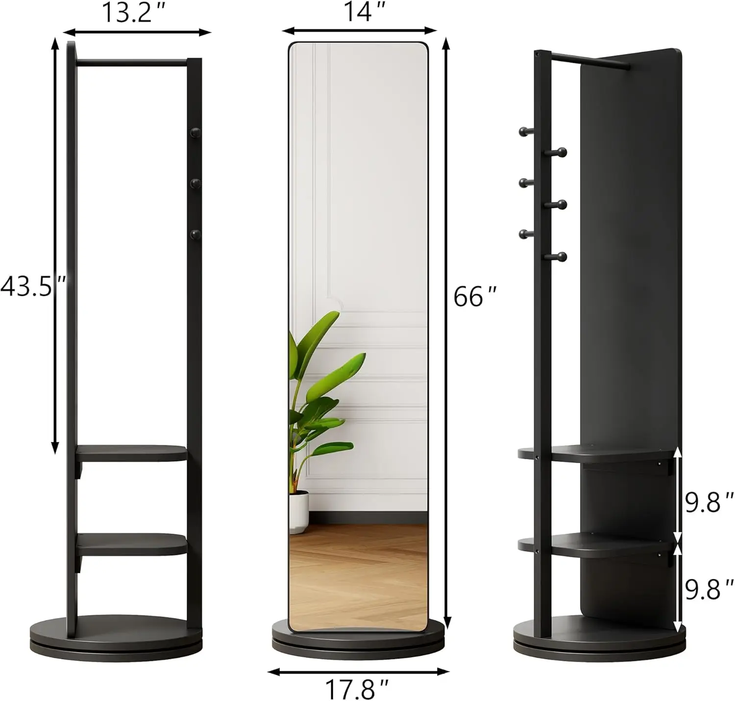 Solid Wood Full Length Mirror  - Coat Rack Standing avaliação e preço
