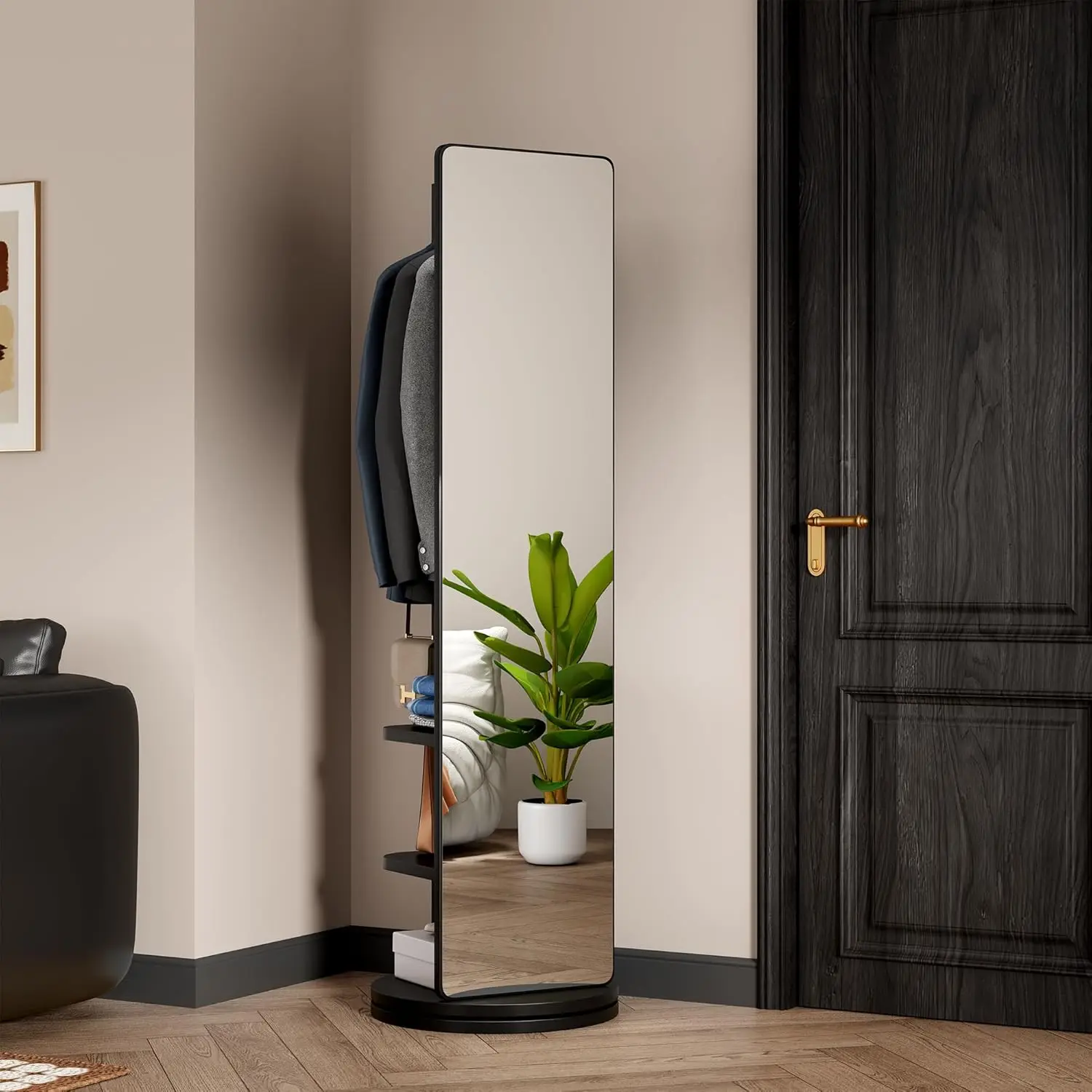 Solid Wood Full Length Mirror  - Coat Rack Standing avaliação e preço
