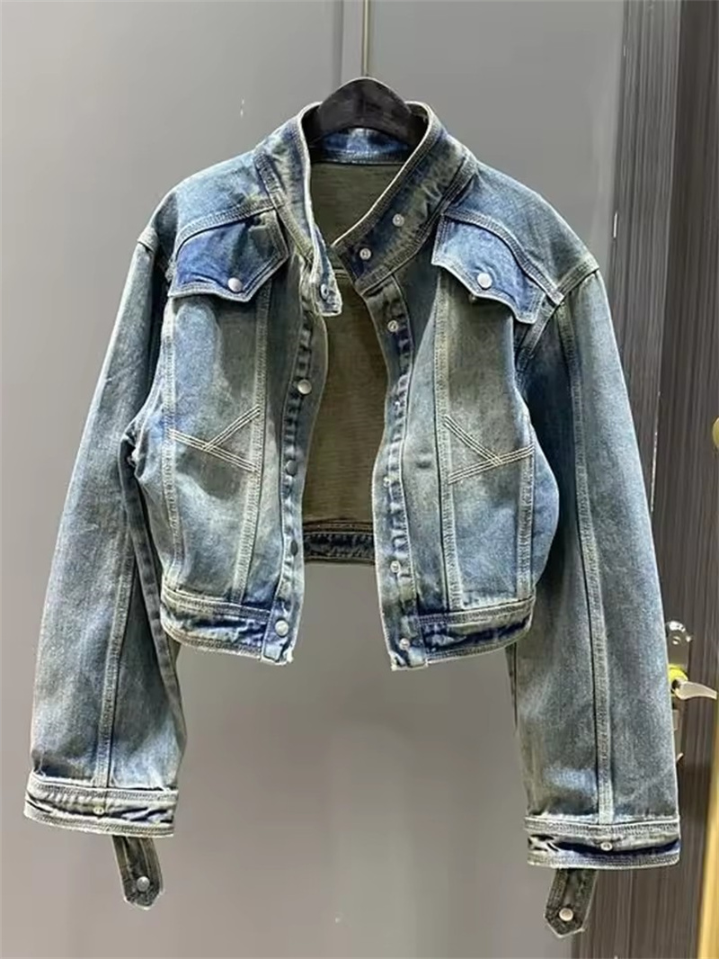 Vintage Short Denim Jacket Wom - Coat Rack Standing avaliação e preço