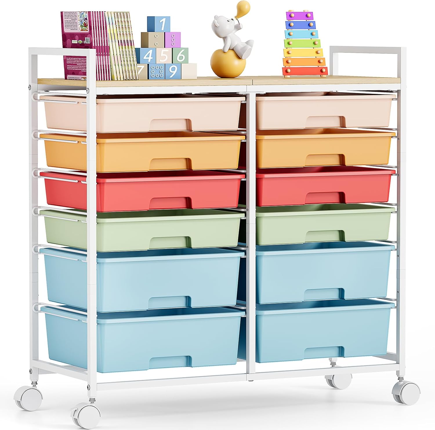 Rolling Storage Cart with 12 D - Office Supply Cart avaliação e preço