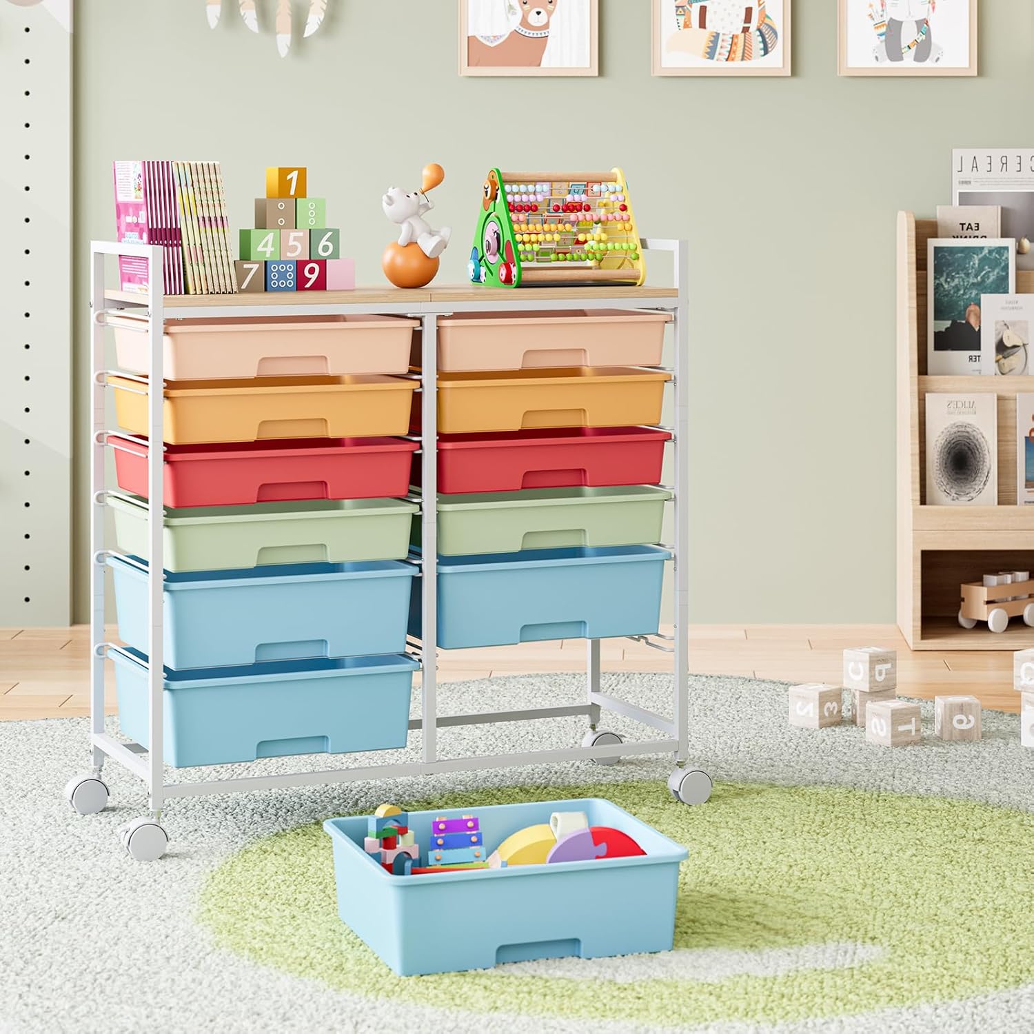 Rolling Storage Cart with 12 D - Office Supply Cart avaliação e preço
