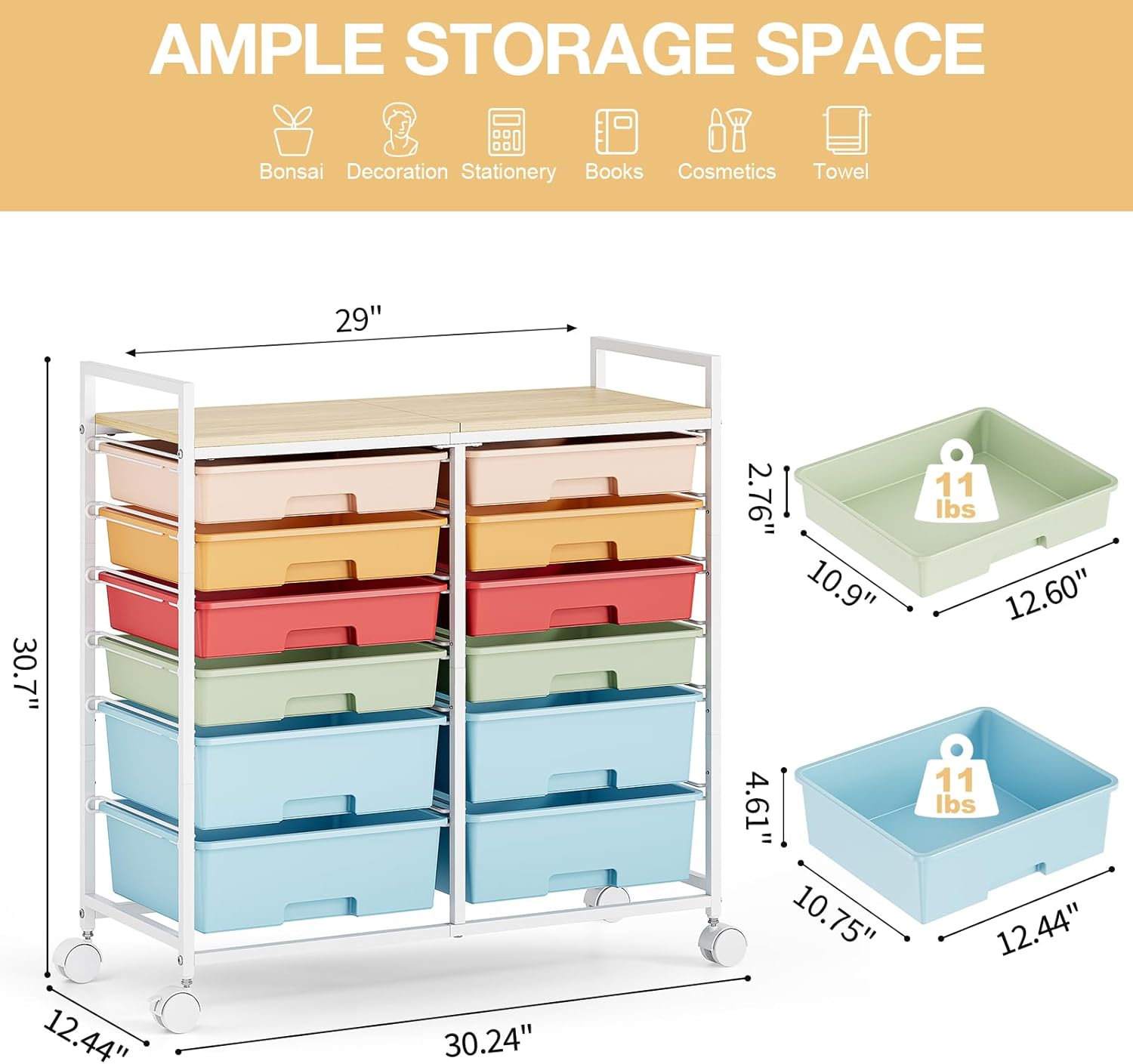 Rolling Storage Cart with 12 D - Office Supply Cart avaliação e preço