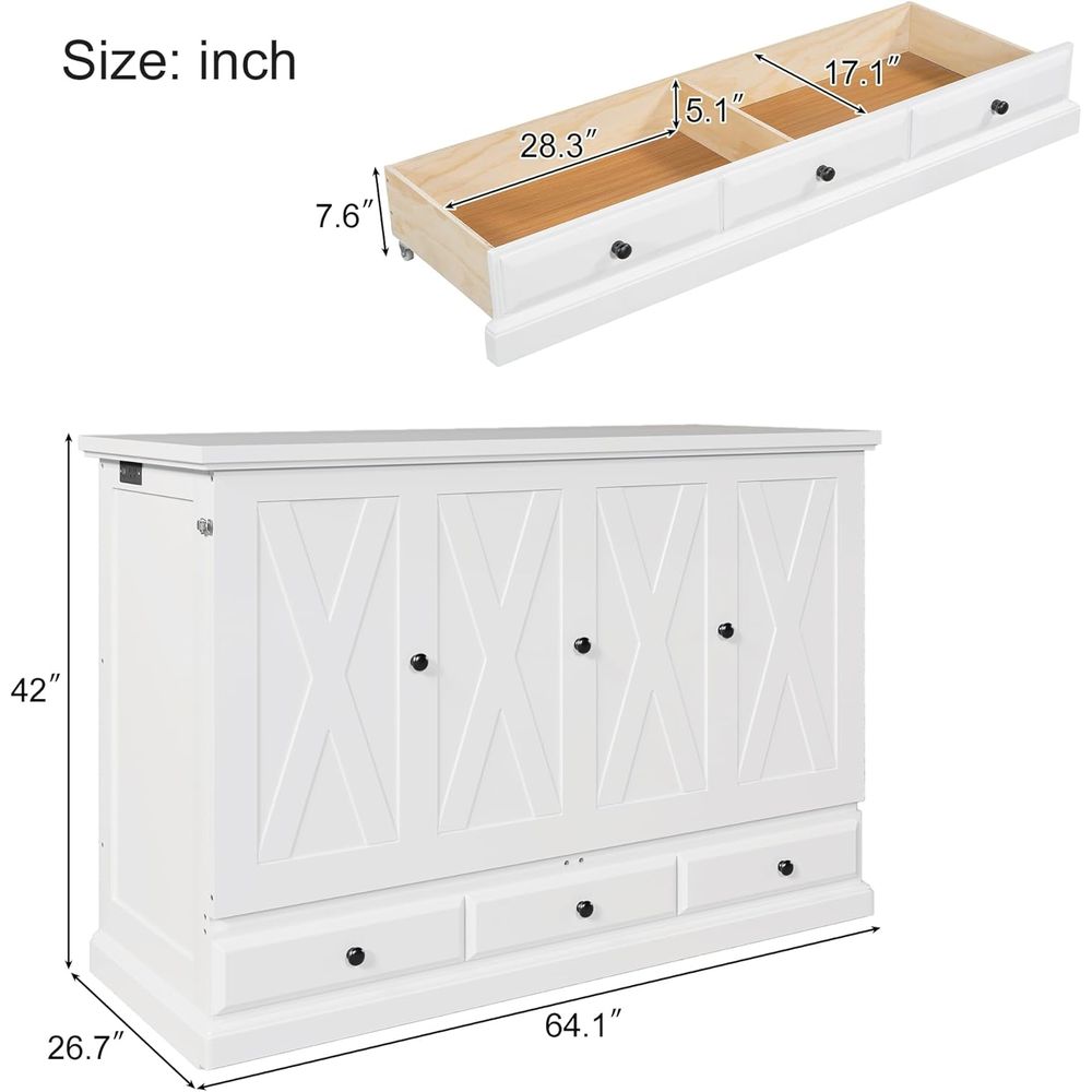 Solid Pine Queen-Size Murphy B - Office Furniture For Small Spaces avaliação e preço