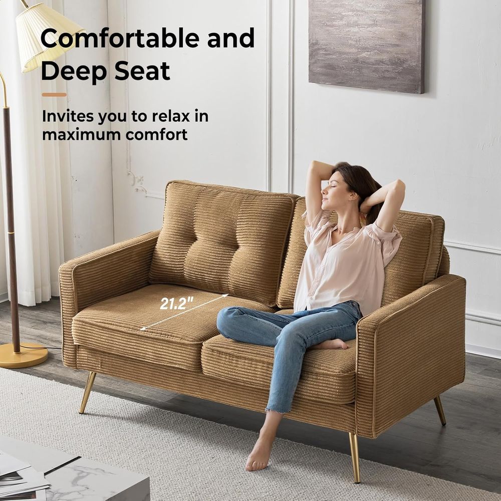 56 Khaki Loveseat, Small Cordu - Office Furniture For Small Spaces avaliação e preço