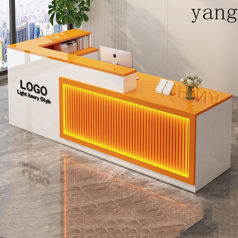 Luxury Simple Reception Desk L - Office Furniture Logo avaliação e preço