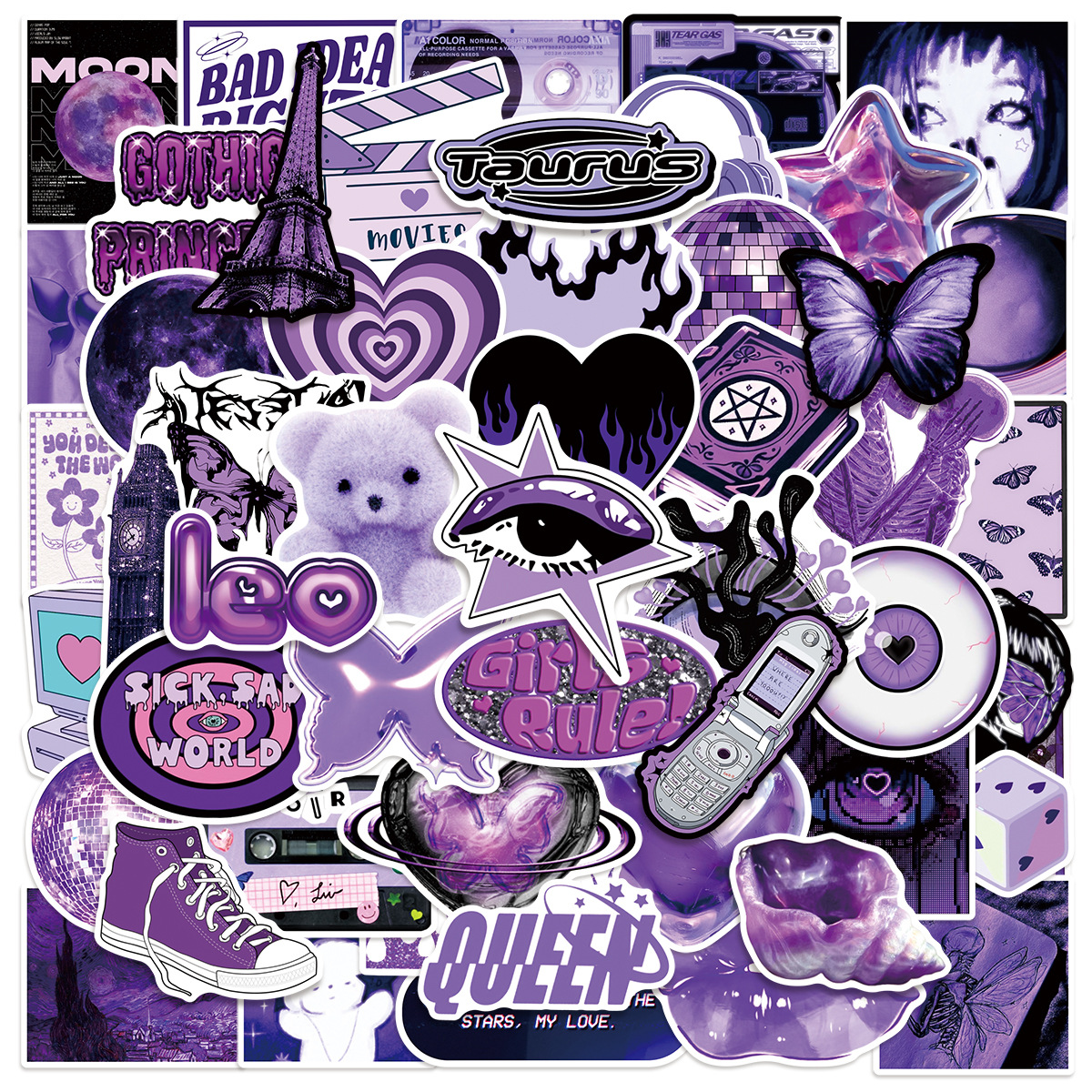 50/100Pcs Purple Y2K Girl Graf - Office Supply Cart avaliação e preço