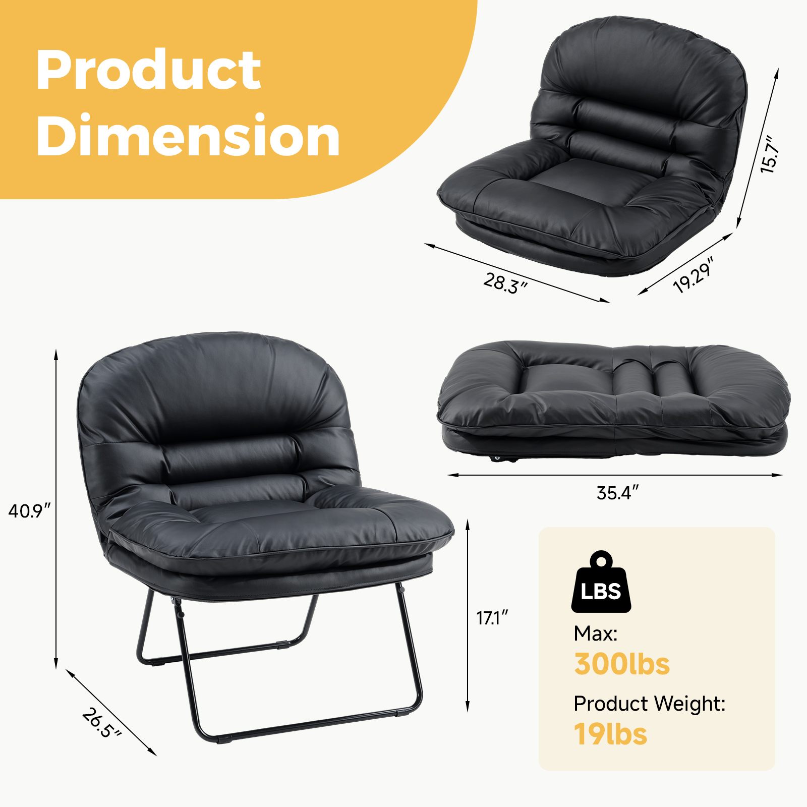 JHK Foldable PU Leather Saucer - Office Furniture For Small Spaces avaliação e preço