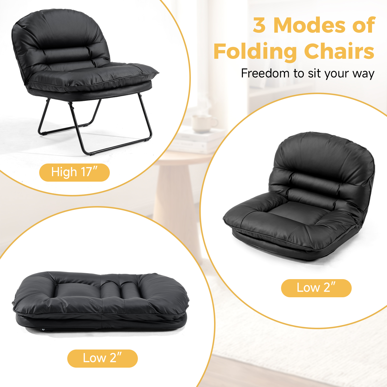 JHK Foldable PU Leather Saucer - Office Furniture For Small Spaces avaliação e preço