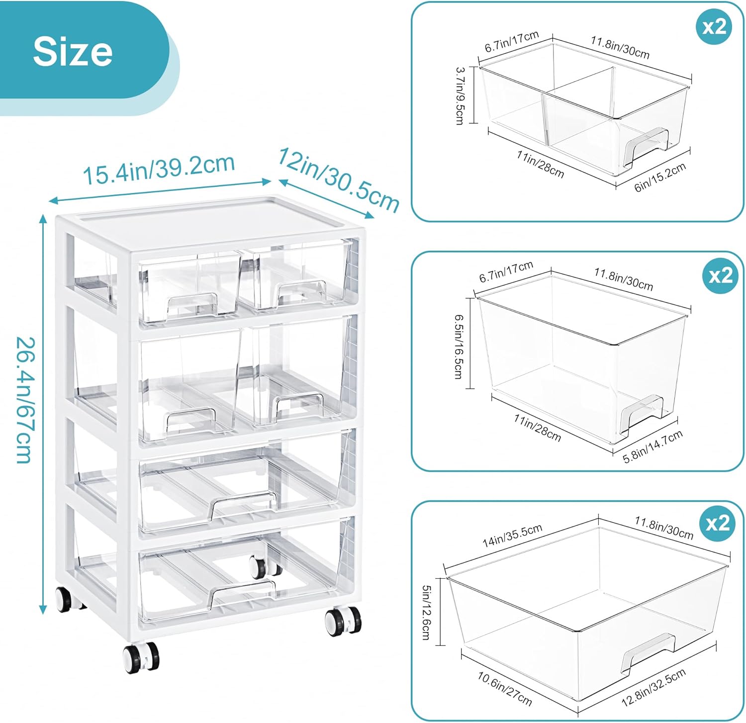 Clear 4-Tier 6-Drawer Storage  - Office Supply Cart avaliação e preço