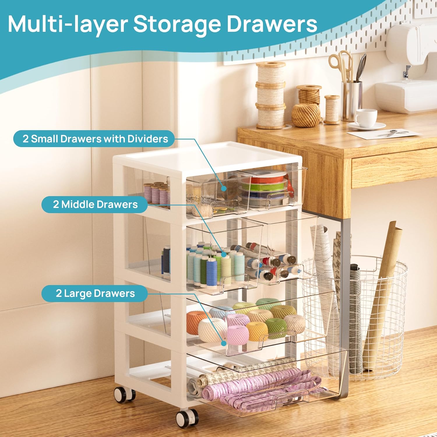 Clear 4-Tier 6-Drawer Storage  - Office Supply Cart avaliação e preço
