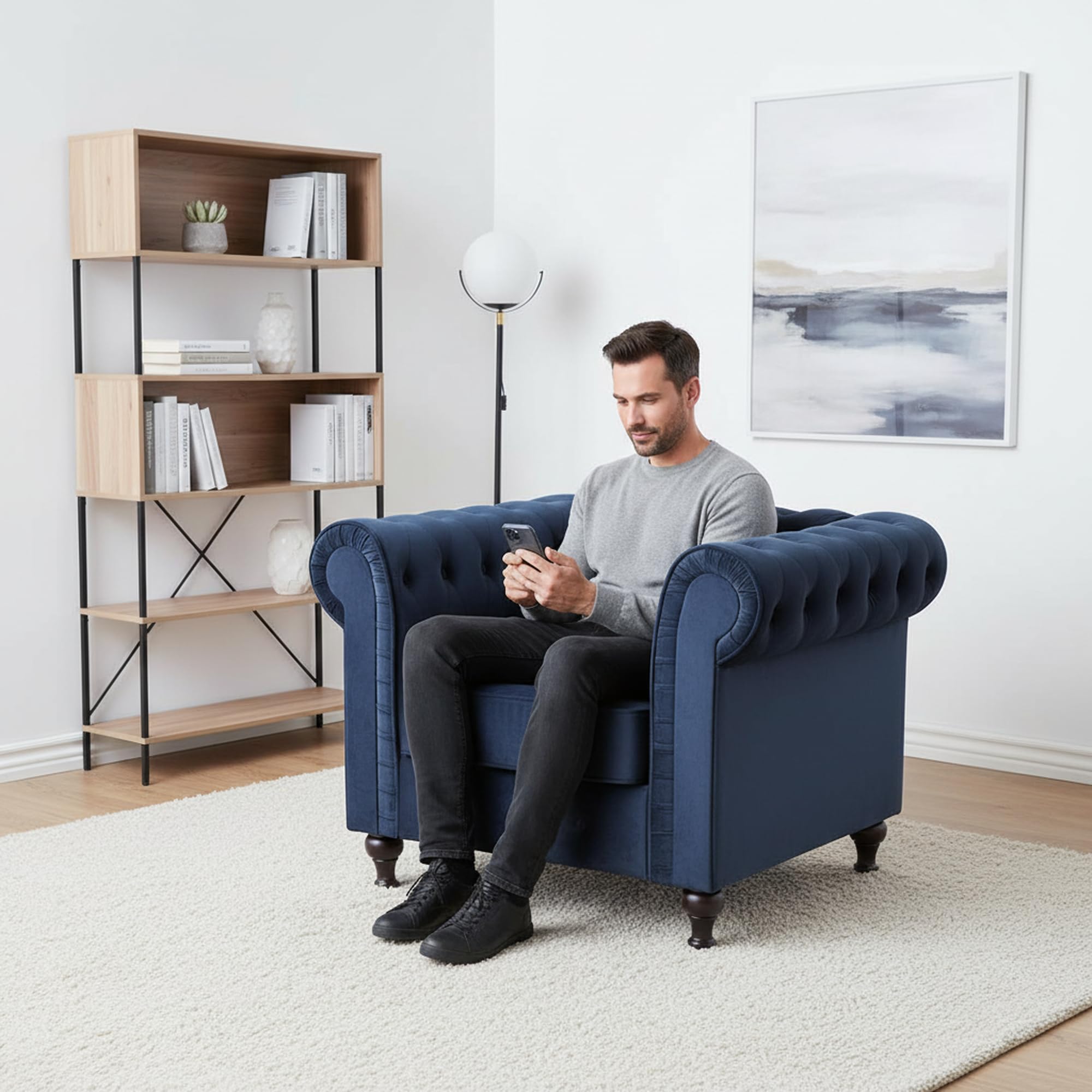 Velvet Chesterfield Armchair F - Office Furniture For Small Spaces avaliação e preço