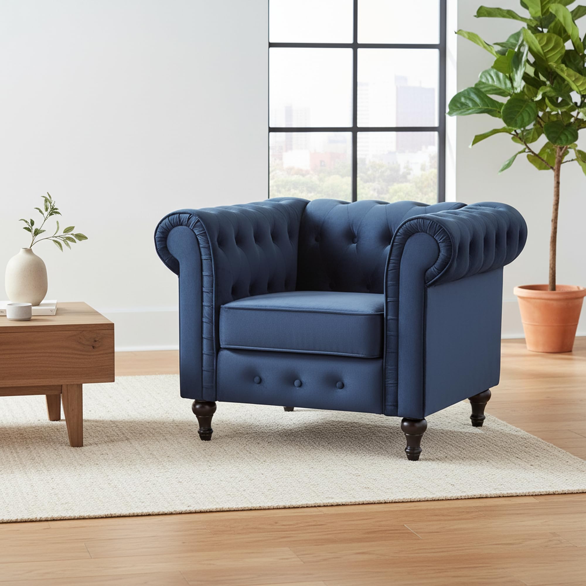 Velvet Chesterfield Armchair F - Office Furniture For Small Spaces avaliação e preço