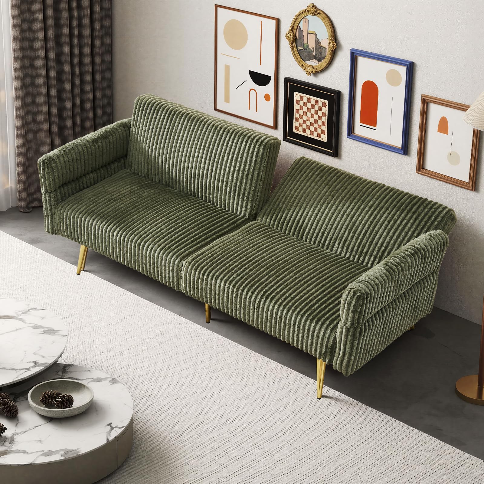 Corduroy Convertible Futon Sof - Office Furniture For Small Spaces avaliação e preço