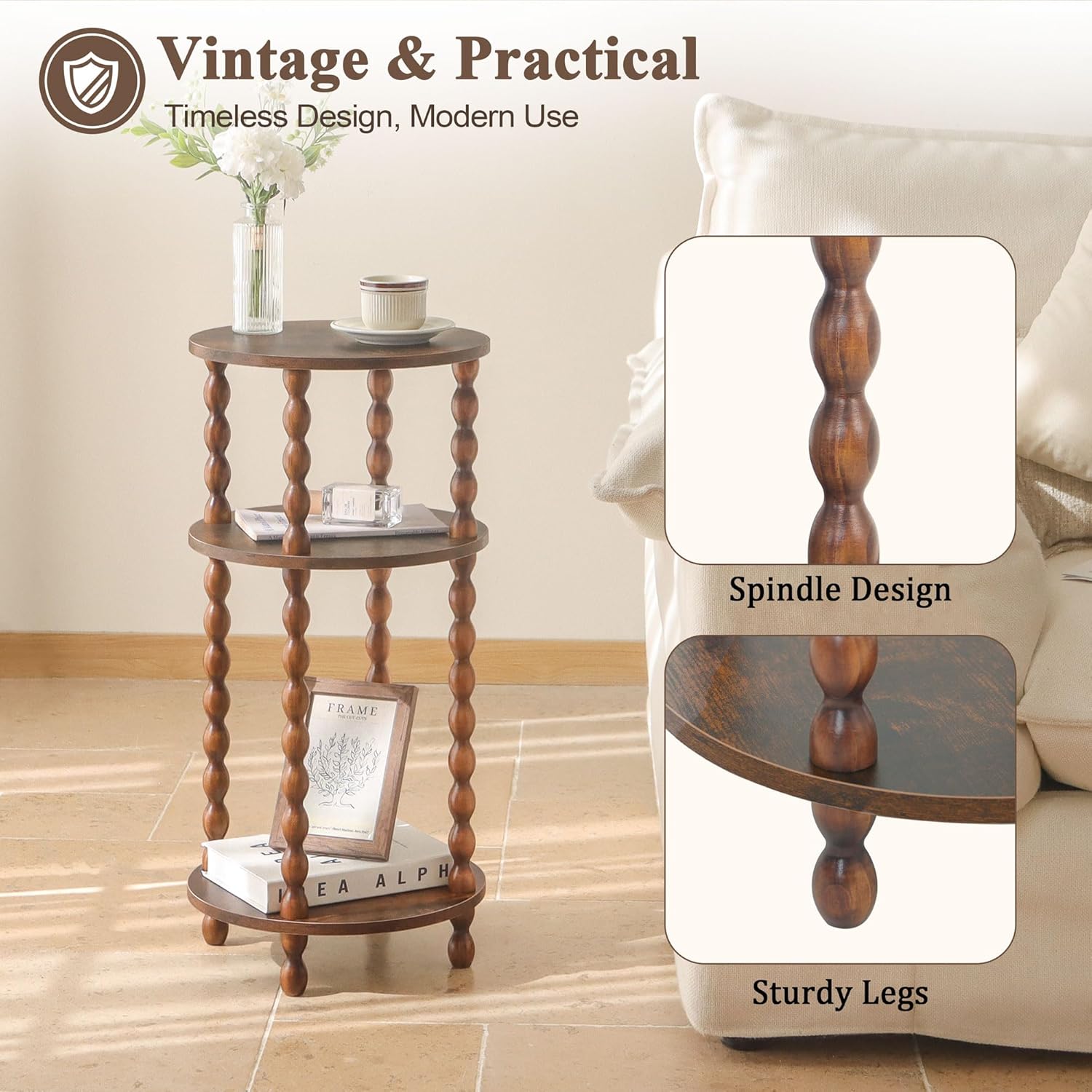 Small Side Table, 3-Tier Round - Office Furniture For Small Spaces avaliação e preço
